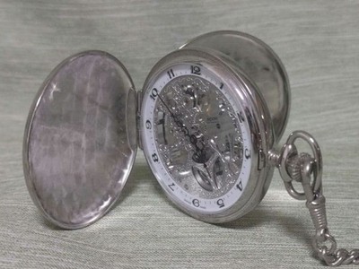 Epos 2078 Mechanische Taschenuhr Skelett Jäger Doppelgehäuse aus Japan