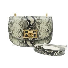  Meito  BALLY Barry Turnlock Shoulder Bag Ivory Snake Python BAILY.SN Ladies