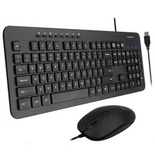 Wired Keyboard and Mouse Combo Slim Full Size USB Ergonomic Quiet PC Set