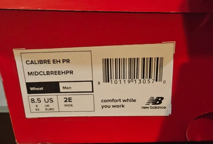 new balance men's CALIBRE WHEAT COMPOSITE TOE BOOTS size 8.5 2E NEW open box