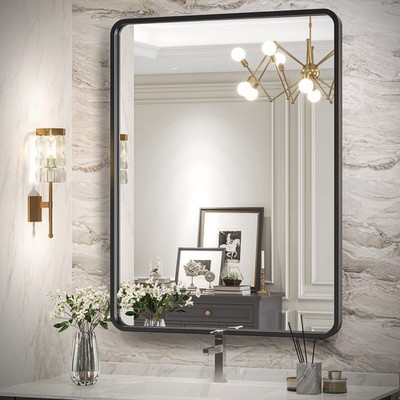 Brightify Black Bathroom Mirror 20'' x 28'' Rectangular Framed Mirror SY3035-20X28