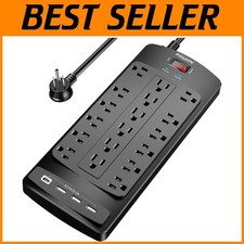 Listed Surge Protector Power Strip - 18 Outlets, 4 USB
