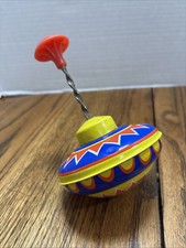 vintage spinning top toy, Small, 6 1/2  Tall W Stem Out