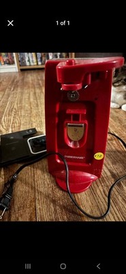Farberware Red Electric Can Opener Plastic Metal Electric Kitchen Appliance