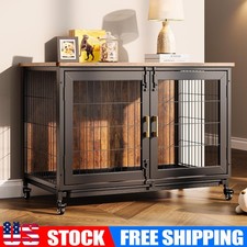Dog Crate Furniture 37.8 in Indoor Wooden Dog Kennel with Tray Heavy Duty