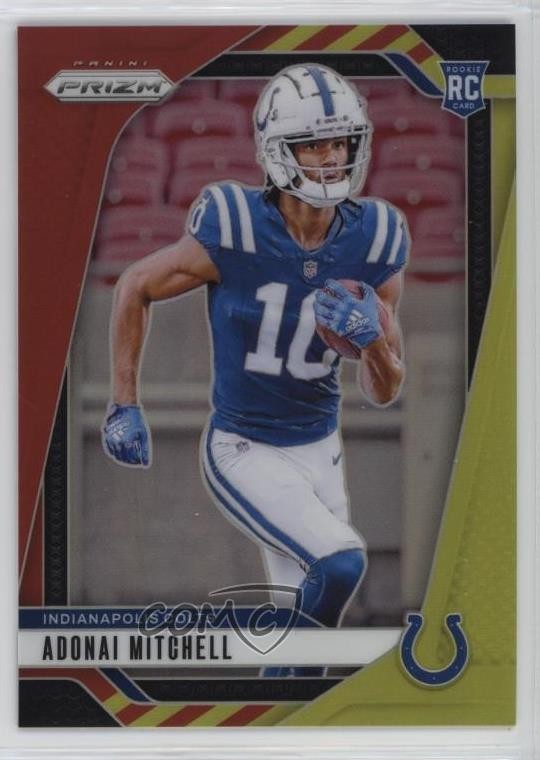 2024 Panini Prizm Rookies Red & Yellow Prizm 12/44 Adonai Mitchell #303 14cm