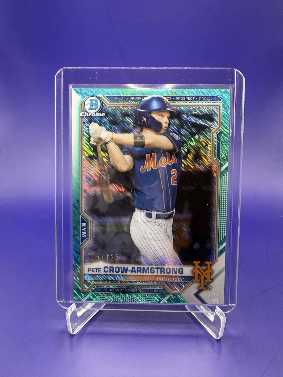 2021 Bowman Chrome Prospects Pete Crow-Armstrong Aqua Shimmer 115/125