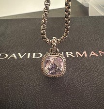 David/Yurman Sterling Silver 14mm Albion Necklace White Topaz Chain 22 Inches