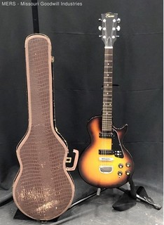 Encore Single Cutaway 6 String Electric Guitar Sunburst with Hardshell Case