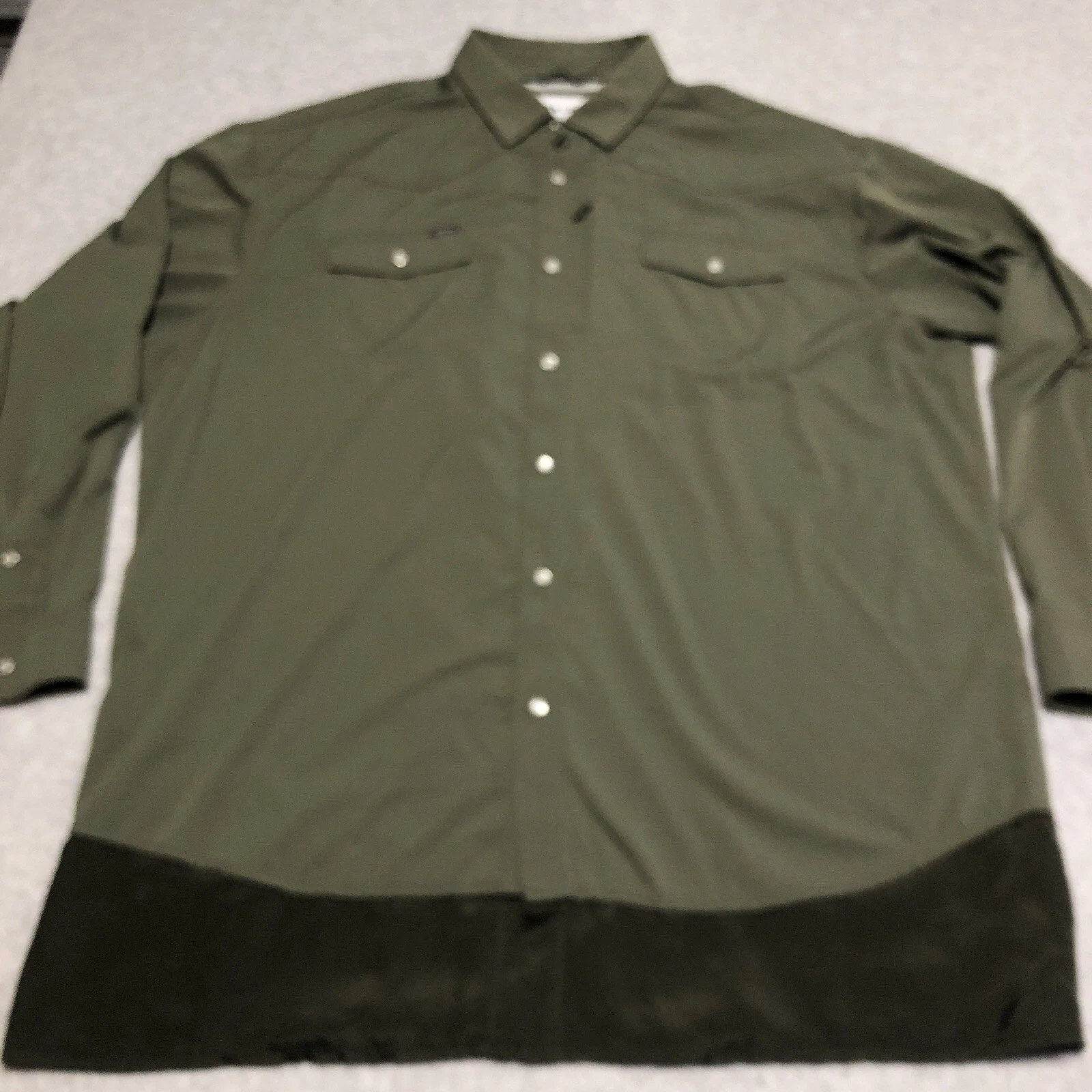 Poncho Shirt Mens XXL Pearl Snap Brown Western Fishing Outdoor Vented