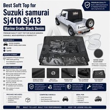 Best Soft Top For Suzuki Samurai Sj410 Sj413 - Marine Grade Black Denim Best Soft Top For Suzuki Samurai Sj410 Sj413 - Marine Grade Black Denim