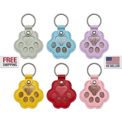 Pet Memorial Keychain Dog Paw Keyring Coller Pendant Pouch For Pet Fur Keepsa***