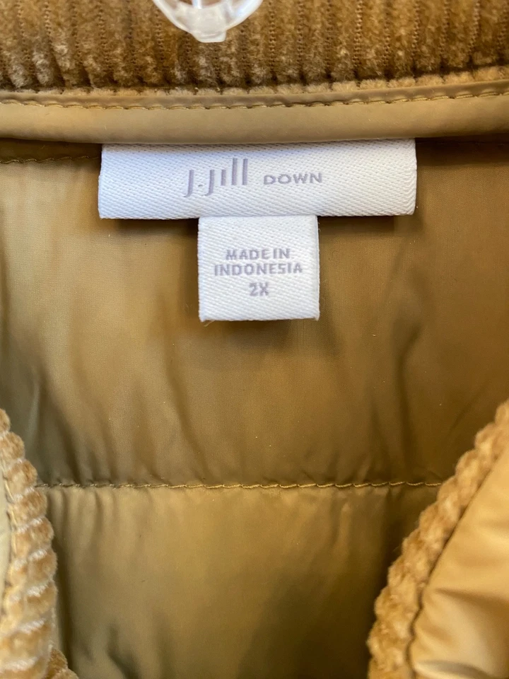 J.Jill 羽绒背心女式 2X 古董金色防水可水洗缓冲器 — 第 3/4 张图片