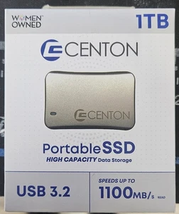 Centon 1TB portatif SSD | USB 3.2 | 1100MB/s Type-C + Nouveau type