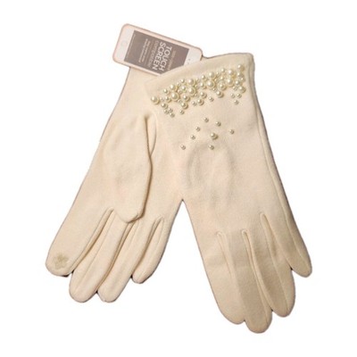NWT Coco + Carmen Women s Touchscreen Compatible Faux Pearl Gloves Soft White