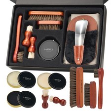 13 PCS Shoe Polish Kit, Shoe Shine Kit, Leather Boot Care Set with Black/Neut...