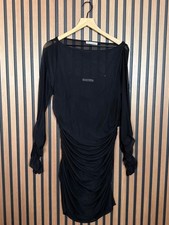 Reformation Dress XL Women’s Black Sheer Ruched Long Sleeve W/ Slip
