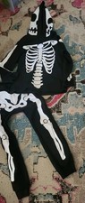 GUC Skeleton Sweatsuit 2 piece sweats outfit boys size 6x 7 Halloween H M black