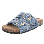Ladies Rhinestone Open Heel Mules Ital Design 3446 in Blue