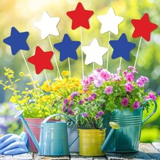 9Pcs 11" 4th of July Outdoor Decor Patriotic Metal Yard Sign Star Decorative