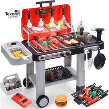 Kids BBQ Grill Toys, Color Changing Play Food, Sizzling Sound Light Effects, C
