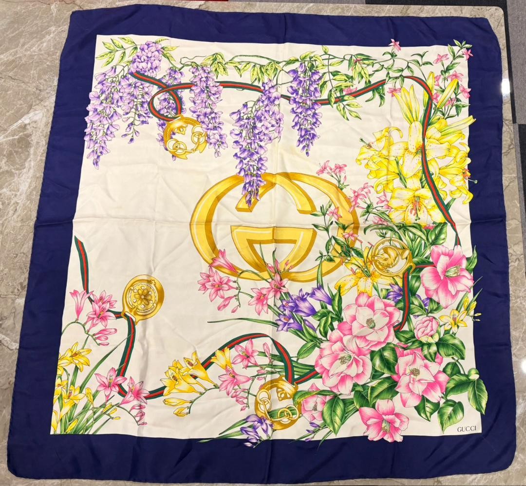 GUCCI Silk Scarf Interlocking Gg Pattern Sherry L… - image 1