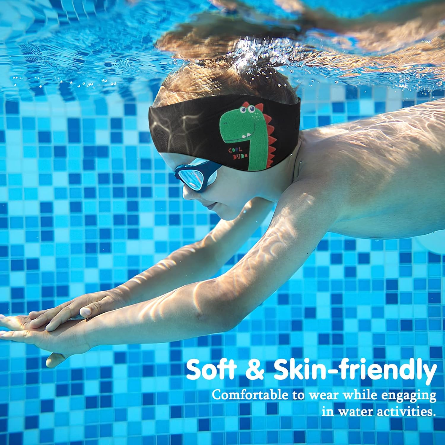 Swimming Headband for Kids | Holds Earplugs In & Protects from Swimmer's Ear