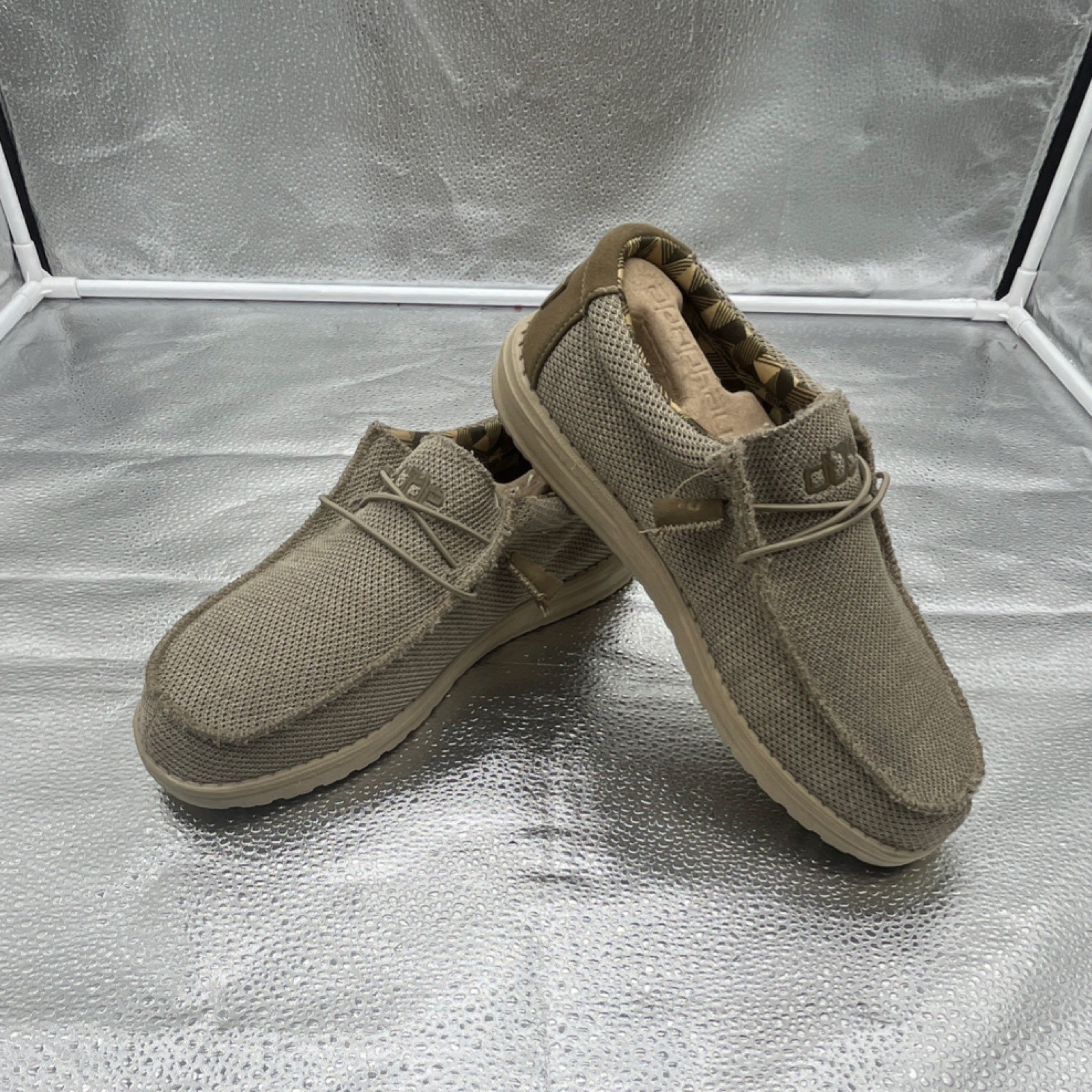Hey Dude Unisex Kids Beige Canvas Loafer Slip On Lightweight Shoes