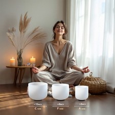 CVNC 432HZ 6"A+8"F+10"C 3 PCS Crystal Singing Bowls Set Sound