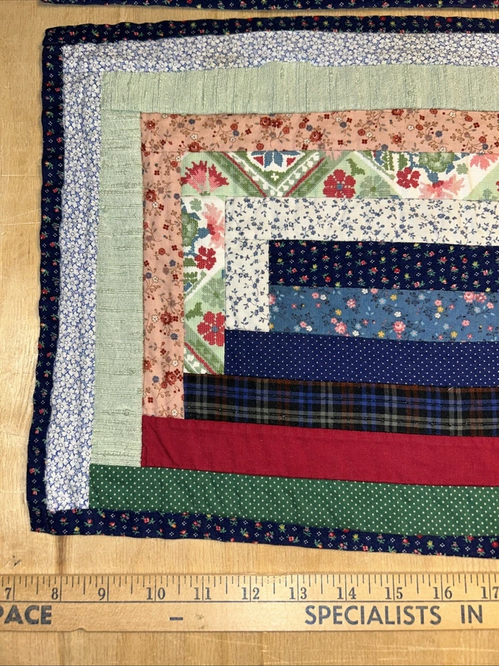 2,VTG Quilt Centerpiece Mat Placemat Handmade Patchwork Art Boho Granny Core 17” - Image 4 of 4