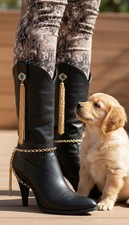 Women Gold Chain Boot Bracelet 2PCS Shoe Anklet Back Tassel Fringes Charm USA