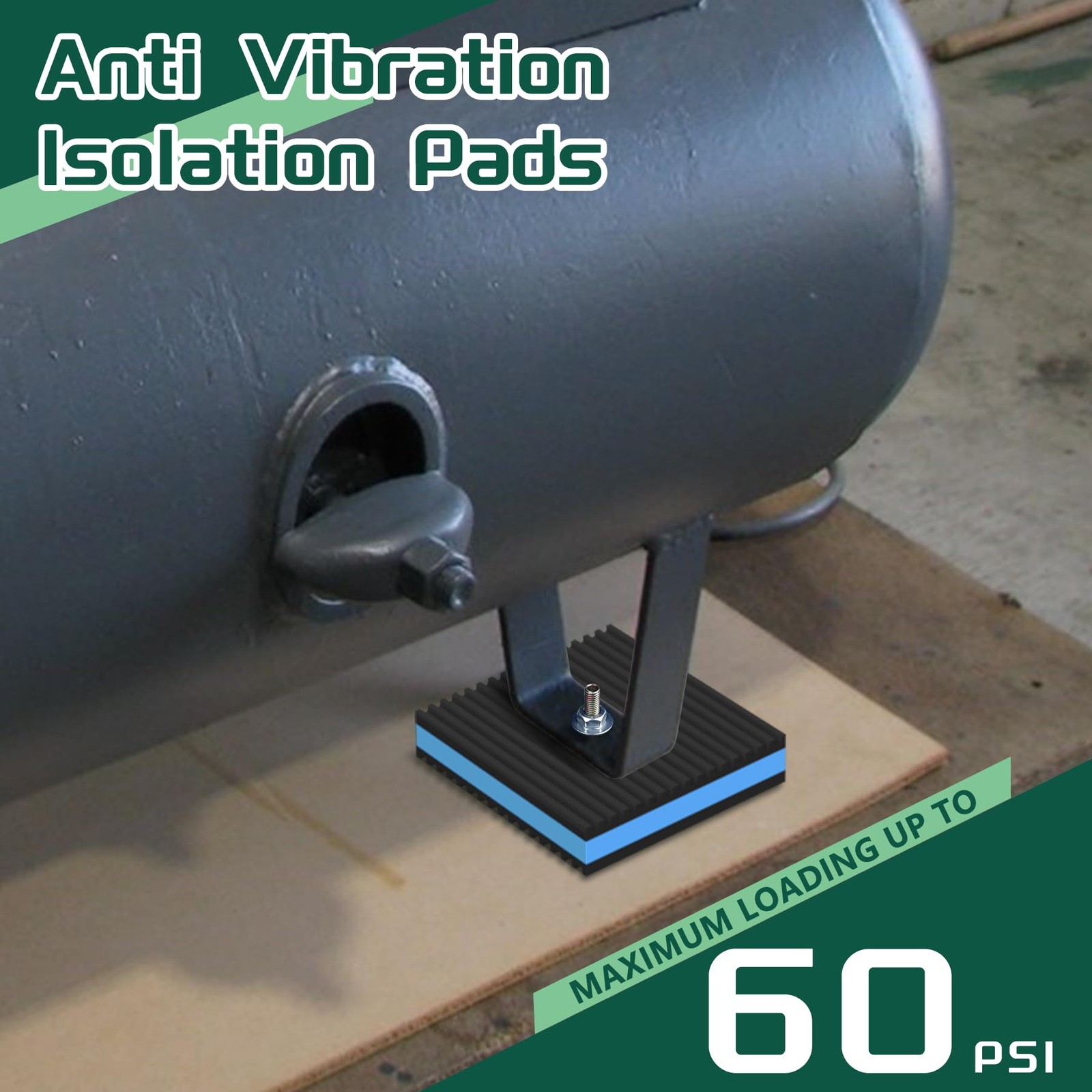 Memrita 4 Pack 6" X 6" X 7/8" Anti Vibration Pads,Heavy Duty EVA Pads,Blue Ri...