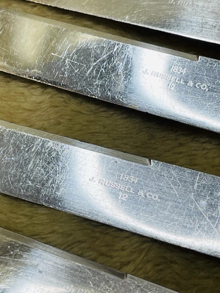 Cuchillos vintage 1834 J. Russel & Co 12 con mango de madreperla cantidad 10 Foto 3 de 4