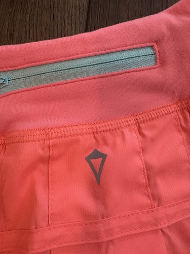 IVIVVA Skirt By Lululemon Neon Orange Lined Skort Pleated Pocket Girl Size 7 - Picture 2 of 6