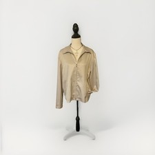 Women  s Jacket Full Zip Pockets Beige Women's Size Large
