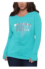 Harley-Davidson Women's Glorious Long Sleeve Shirt w/ Thumbholes, Jade