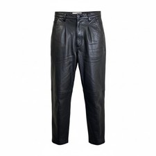 Vintage 90s Leather Pants Lerner Black Genuine High Waisted Tapered Womens 4