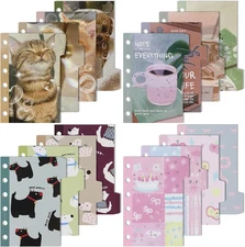 A7 Cartoon Dividers with Tabs 6 Hole, 16pcs 4 Tabs Cardstock Index Divider Plann
