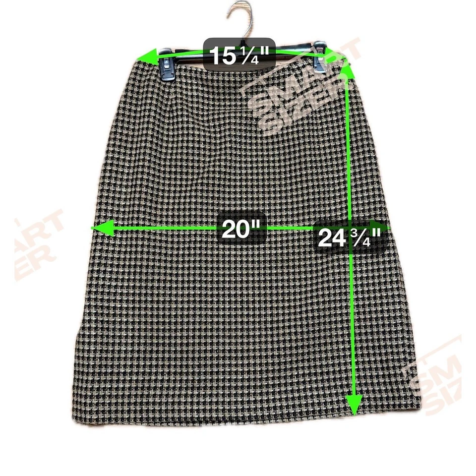 Falda lápiz de mezcla de lana pata de gallo talla 12 dinero antiguo elegante atemporal Officecore Foto 4 de 4