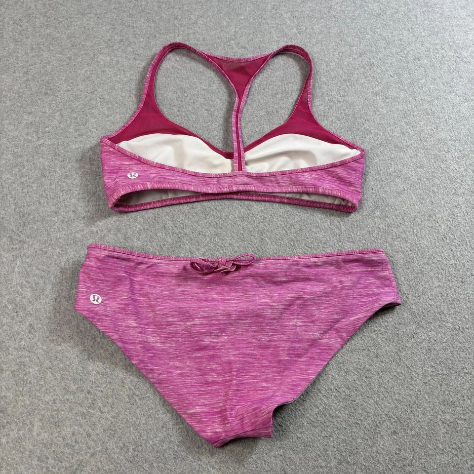 Lululemon Bikini Set Women Small Pink Heather Racerback Swim Bottom 2 Piece Pool - Image 2 of 4