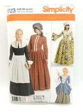 Simplicity 3723 Size HH 6-12 Andrea Schewe Colonial Prairie Pilgrim Dress Bonnet