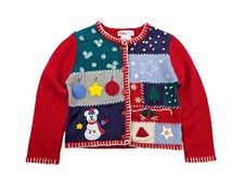 Kids VTG Disney Christmas Cardigan Knit Sweater Winter Holiday Mickey XS Toddler