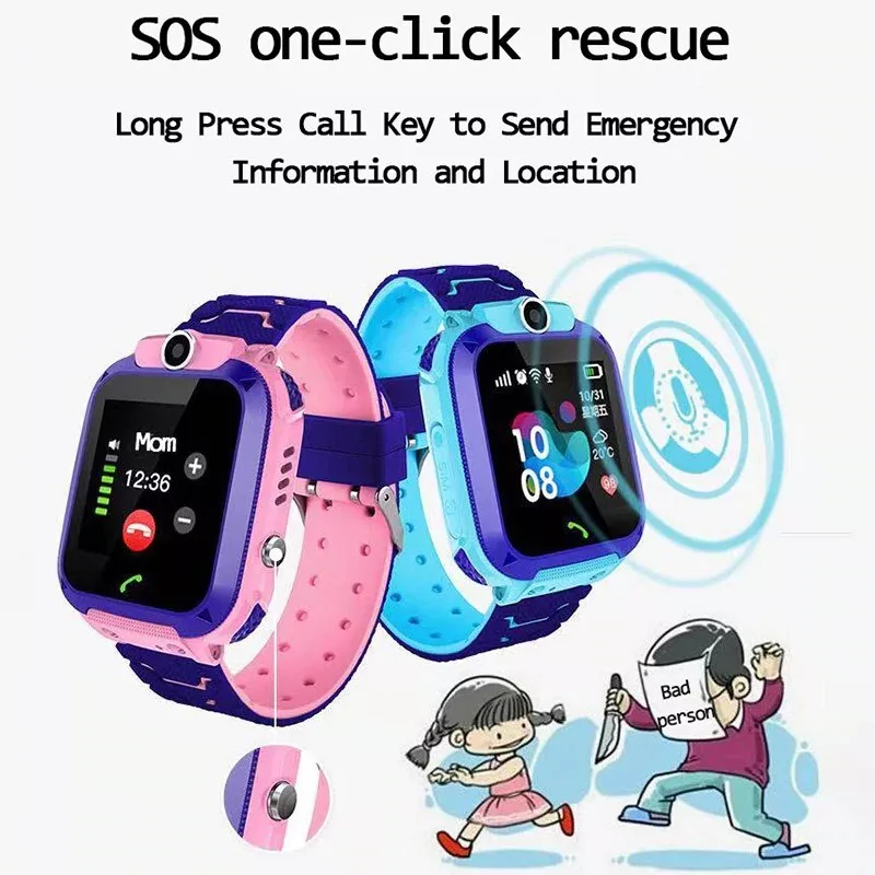 Q19 Montre Intelligente Smartwatch Enfant SOS Téléphone Carte Sim IP67 IOS  Andro