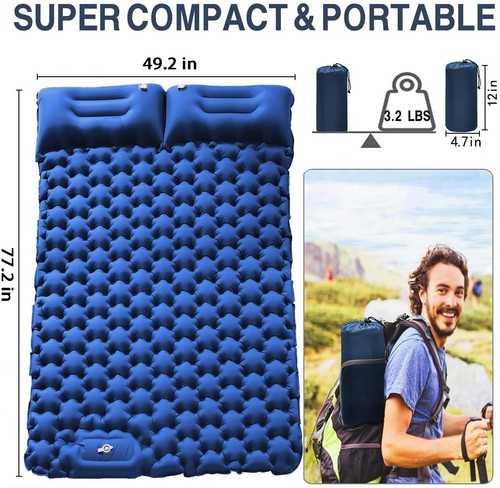 2 Person Inflatable Air Mattress Tent Mat for Camping Hiking Travel SleepingPad - Picture 28 of 30