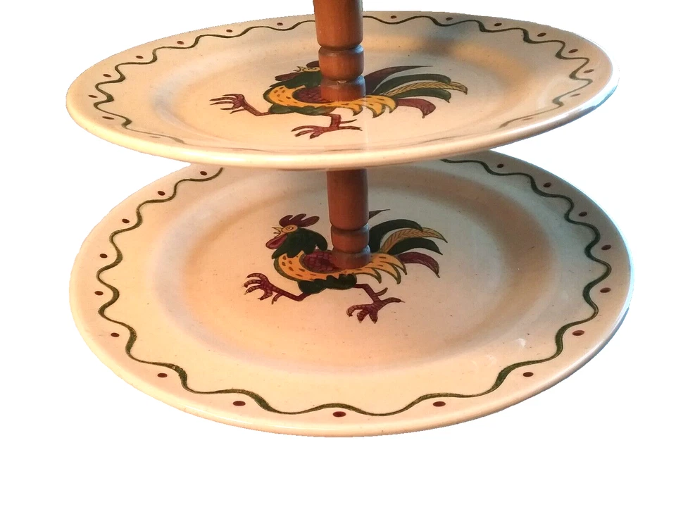 Bandeja para servir gallo de 3 niveles provenzal Metlox California rara casa de campo Foto 4 de 4