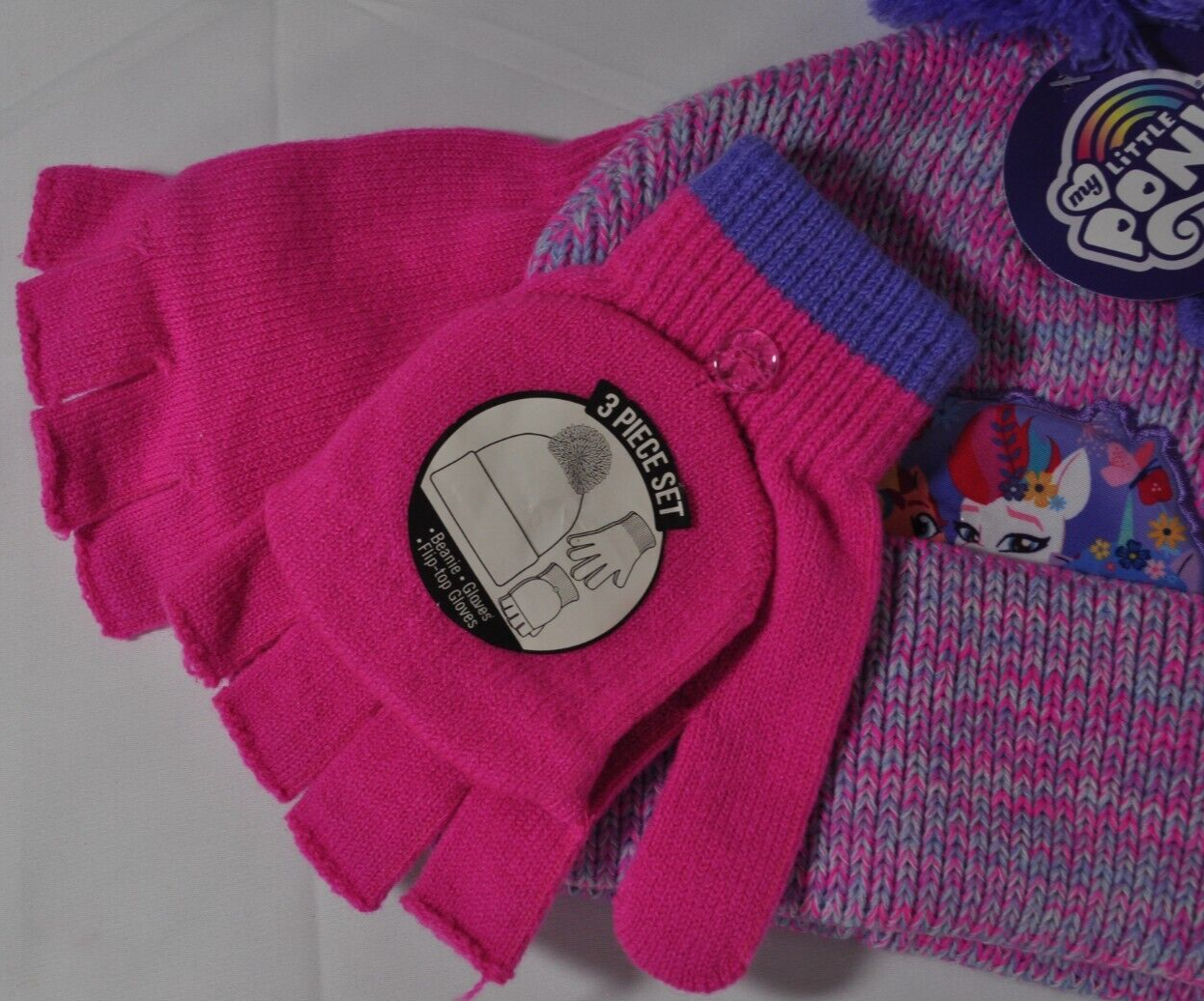 MY LITTLE PONY Cappello Bambina Guanti e Guanti Infradito Set 3 Pezzi Accessori ABG Nuovo con etichette