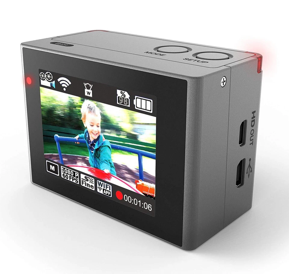 NEW Activeon DX 1080p Full HD 12MP Waterproof Action Camera 2" LCD WiFi HDMI - Image 4 of 4