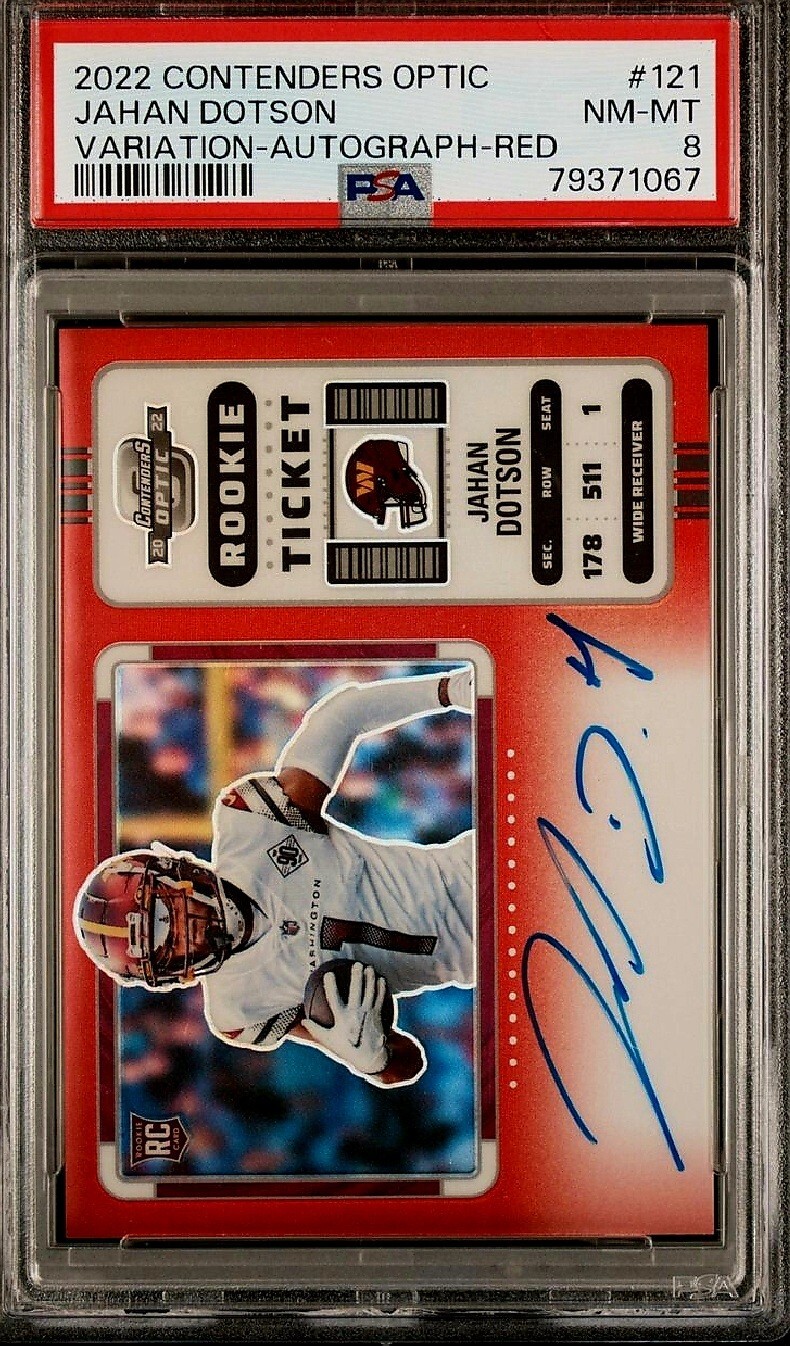 2022 Jahan Dotson NFL Contenders Optic Rookie Ticket Auto Red Variation /50 🔥
