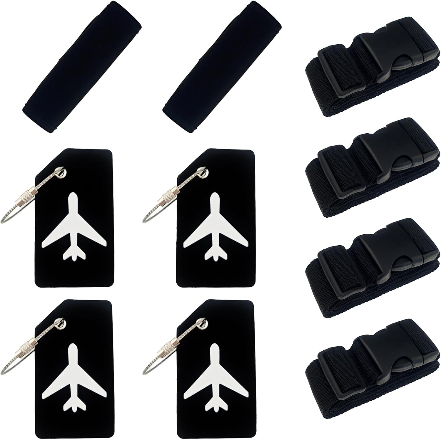 10 Pack Luggage Accessories Set, 4 Pack Luggage Straps, 2 Pack Luggage Handle Wr