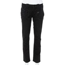 Gucci Black Denim Lace Up Detail Slim Fit Jeans M